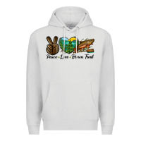 Dove Grey Peace Love Brown Trout Premium Hoodie - LillyAllenDesigns