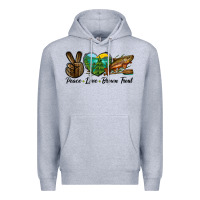 Heather Grey Peace Love Brown Trout Premium Hoodie - LillyAllenDesigns
