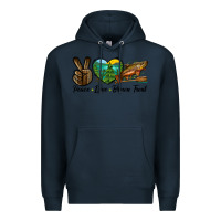 Navy Peace Love Brown Trout Premium Hoodie - LillyAllenDesigns