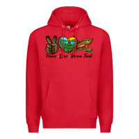 Red Peace Love Brown Trout Premium Hoodie - LillyAllenDesigns
