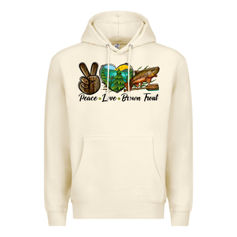 Peace Love Brown Trout Premium Hoodie by LillyAllenDesigns | Teevron
