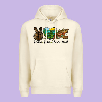 Peace Love Brown Trout Premium Hoodie Designed By Lillyallendesigns