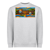 Heather Grey hanukkah with candlestick Heavyweight Sweatshirt - AdoDesignShop