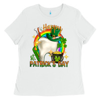 White Happy Dentist St. Patrick's Day Ladies Tee - HowdyJamesFarm