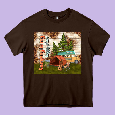 Camping Is My Happy Place Heavy Core Tee Designed By Tumblerdesignbyshophia