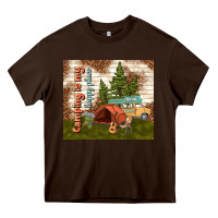 Chocolate Brown camping is my happy place Heavy Core Tee - TumblerDesignByShophia