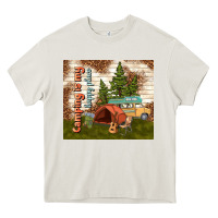 Cream camping is my happy place Heavy Core Tee - TumblerDesignByShophia