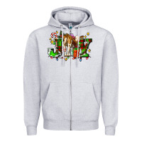 Heather Grey joy with baby cow and christmas gifts mistletoe Zipper Hoodie - AdoDesignShop