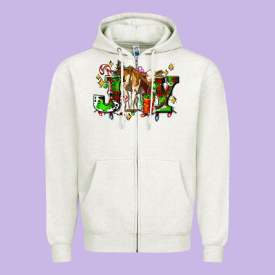 Joy With Baby Cow And Christmas Gifts Mistletoe Zipper Hoodie Designed By Adodesignshop