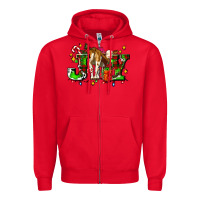 Red joy with baby cow and christmas gifts mistletoe Zipper Hoodie - AdoDesignShop