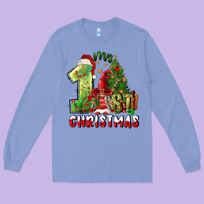 First Christmas Long Sleeve Tee Designed By Fadigitalartstudio