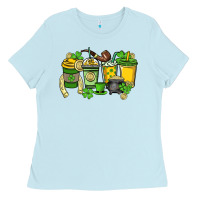 Baby Blue St. Patrick's Day coffee cups Ladies Tee - HowdyJamesFarm