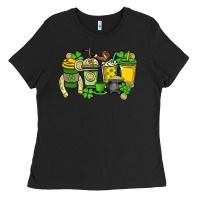 Black St. Patrick's Day coffee cups Ladies Tee - HowdyJamesFarm