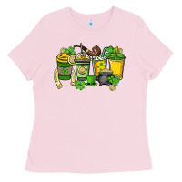 Bubblegum Pink St. Patrick's Day coffee cups Ladies Tee - HowdyJamesFarm