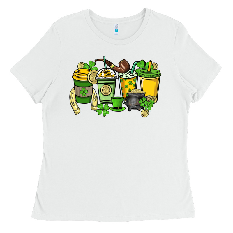 St. Patrick's Day Coffee Cups Ladies Tee by HowdyJamesFarm | Teevron