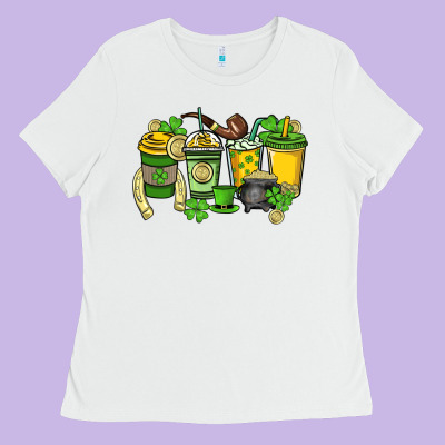 St. Patrick's Day Coffee Cups Ladies Tee Designed By Howdyjamesfarm