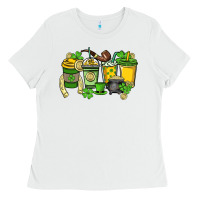 White St. Patrick's Day coffee cups Ladies Tee - HowdyJamesFarm