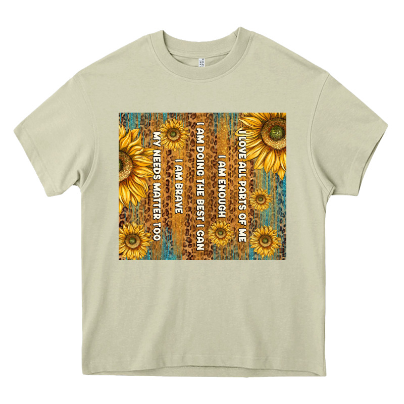 Self Reminders With Sunflowers Heavy Core Tee by TumblerDesignByShophia | Teevron