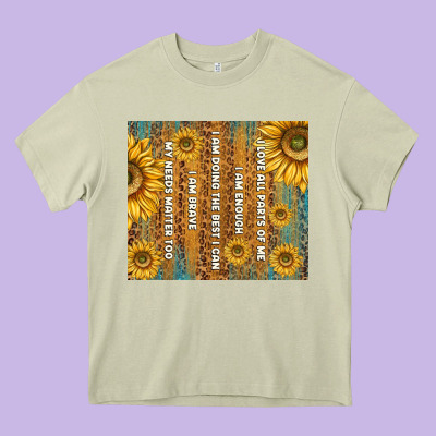 Self Reminders With Sunflowers Heavy Core Tee Designed By Tumblerdesignbyshophia