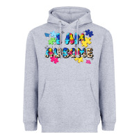 Heather Grey i am ausome Heavyweight Hoodie - JahusDesignShop
