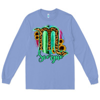 Colony Blue Scorpio Zodiac Sign Sunflower Leopard Serape Long Sleeve Tee - RanaPortraitStore
