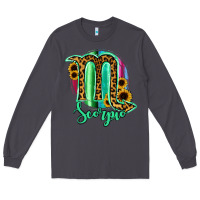 Smoke Scorpio Zodiac Sign Sunflower Leopard Serape Long Sleeve Tee - RanaPortraitStore