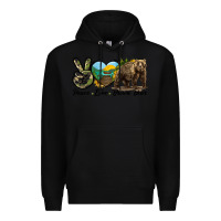 Black Peace Love Brown Bear Premium Hoodie - LillyAllenDesigns