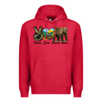 Cardinal Peace Love Brown Bear Premium Hoodie - LillyAllenDesigns