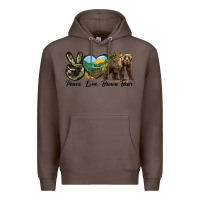 Coffee Peace Love Brown Bear Premium Hoodie - LillyAllenDesigns