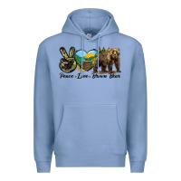 Colony Blue Peace Love Brown Bear Premium Hoodie - LillyAllenDesigns