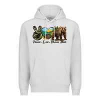 Dove Grey Peace Love Brown Bear Premium Hoodie - LillyAllenDesigns