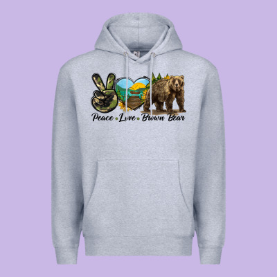 Peace Love Brown Bear Premium Hoodie Designed By Lillyallendesigns