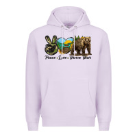Lilac Peace Love Brown Bear Premium Hoodie - LillyAllenDesigns
