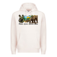 Pale Pink Peace Love Brown Bear Premium Hoodie - LillyAllenDesigns