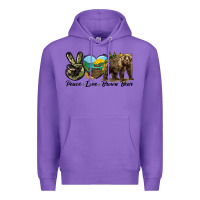 Purple Peace Love Brown Bear Premium Hoodie - LillyAllenDesigns