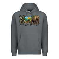 Rock Peace Love Brown Bear Premium Hoodie - LillyAllenDesigns
