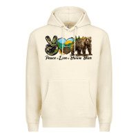 Sandshell Peace Love Brown Bear Premium Hoodie - LillyAllenDesigns