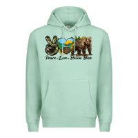 Seafoam Peace Love Brown Bear Premium Hoodie - LillyAllenDesigns