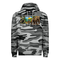 Slate Camo Peace Love Brown Bear Premium Hoodie - LillyAllenDesigns