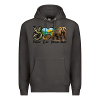 Smoke Peace Love Brown Bear Premium Hoodie - LillyAllenDesigns