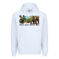 White Peace Love Brown Bear Premium Hoodie - LillyAllenDesigns