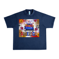 Navy Fourth Of July America Truck Urban Heavy Tee - FaDigitalArtStudio