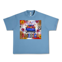 Pebble Blue Fourth Of July America Truck Urban Heavy Tee - FaDigitalArtStudio