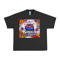 Pigment Black Fourth Of July America Truck Urban Heavy Tee - FaDigitalArtStudio