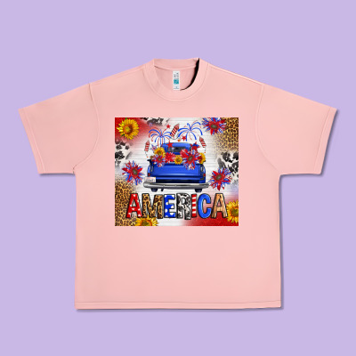 Fourth Of July America Truck Urban Heavy Tee Designed By Fadigitalartstudio