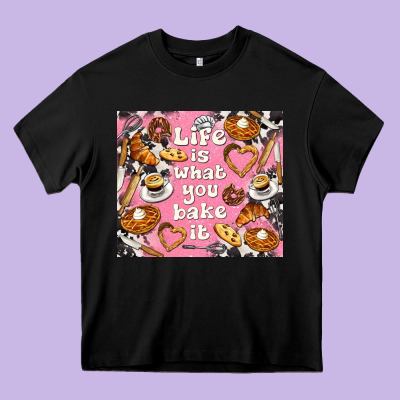 Life Is What You Bake It With Cowhide Heavy Core Tee Designed By Tumblerdesignbyshophia
