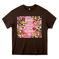 Chocolate Brown life is what you bake it with cowhide Heavy Core Tee - TumblerDesignByShophia