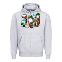 Heather Grey joy with golf and santas Zipper Hoodie - AdoDesignShop