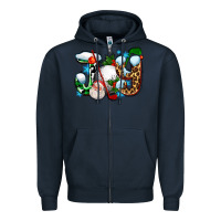 Navy joy with golf and santas Zipper Hoodie - AdoDesignShop