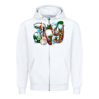 White joy with golf and santas Zipper Hoodie - AdoDesignShop